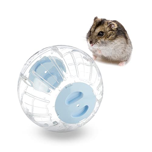 Relaxdays Hamsterball, Ø 18,5 cm, Laufkugel für Hamster & Mäuse, Kunststoff, Nagerspielzeug zum Laufen, transparent/blau von Relaxdays