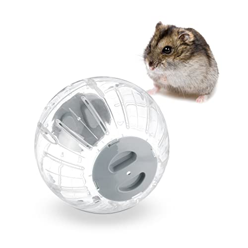 Relaxdays Hamsterball, Ø 18,5 cm, Laufkugel für Hamster & Mäuse, Kunststoff, Nagerspielzeug zum Laufen, transparent/grau von Relaxdays