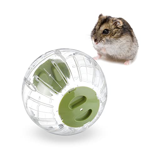 Relaxdays Hamsterball, Ø 18,5 cm, Laufkugel für Hamster & Mäuse, Kunststoff, Nagerspielzeug zum Laufen, transparent/grün von Relaxdays