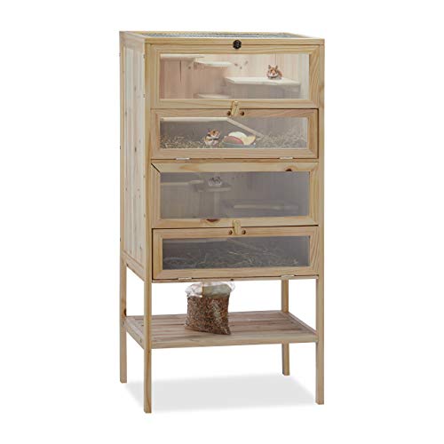 Relaxdays Hamsterkäfig aus Holz, 3 Etagen, Klappen, Sichtfenster, Gitterdach, Nagerkäfig XXL, HBT: 120x60x40 cm, natur Relaxdays Hamsterkäfig aus Holz, 3 Etagen, Klappen, Sichtfenster, Gitterdach, Nagerkäfig XXL, HBT: 120x60x40 cm, natur von Relaxdays