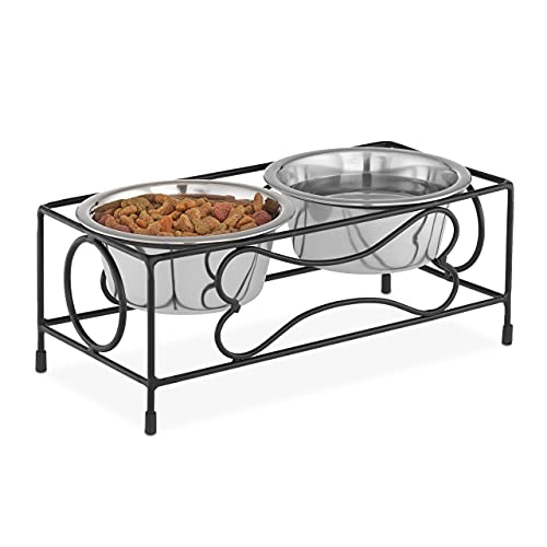 Relaxdays Hunde-Napfset mit Halterung, Napfständer für große Hunde, 2 Edelstahlnäpfe je 800ml, Futterbar, schwarz/Silber Relaxdays Hunde-Napfset mit Halterung, Napfständer für große Hunde, 2 Edelstahlnäpfe je 800ml, Futterbar, schwarz/Silber von Relaxdays