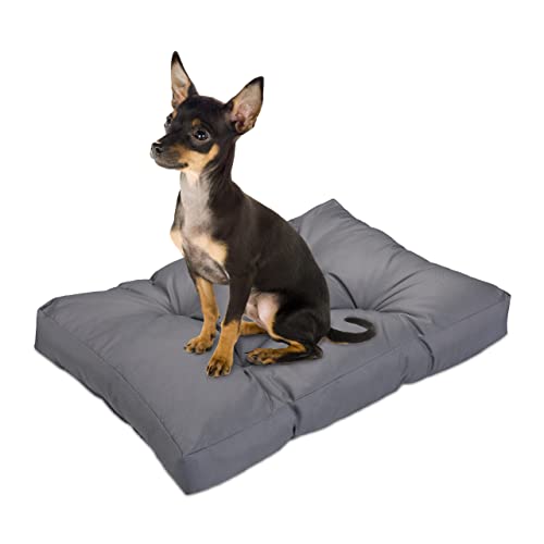 Relaxdays Hundebett, 75 x 50 cm, weiches Hundekissen für kleine Hunde, Katzen, wasserfest, waschbar, Hundematte, grau von Relaxdays