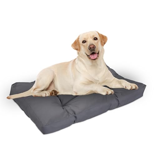 Relaxdays Hundebett, 90 x 65 cm, weiches Hundekissen für mittelgroße Hunde, wasserfest, waschbar, Hundematte, grau, 10 x 90 x 65 cm von Relaxdays