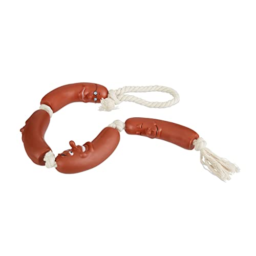 Relaxdays Hundespielzeug Wurst, kleine & mittlere Hunde, robust, ohne Quietscher, Kauspielzeug, 65 cm lang, rot-weiß Sausage Dog Chewing Toy 1 Stück von Relaxdays