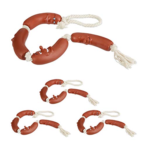 Relaxdays Hundespielzeug Wurst, kleine & mittlere Hunde, robust, ohne Quietscher, Kauspielzeug, 65 cm lang, rot-weiß Sausage Dog Chewing Toy 1 Stück von Relaxdays