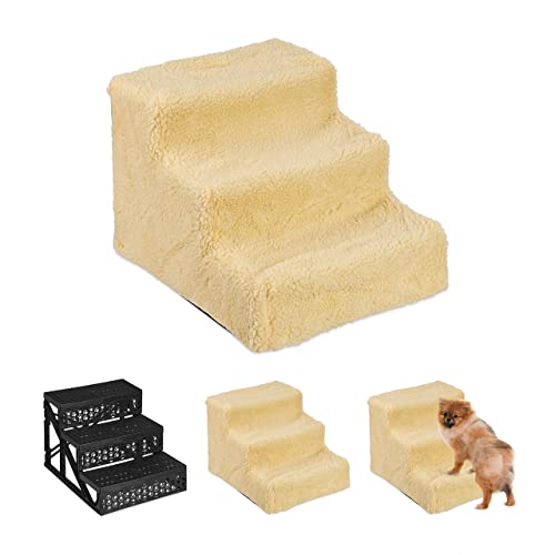 Relaxdays Hundetreppe 3 Stufen, kleine & große Hunde, Bett & Couch, Stoffbezug, Tiertreppe innen, HBT 30x35x45 cm, beige Relaxdays Hundetreppe 3 Stufen, kleine & große Hunde, Bett & Couch, Stoffbezug, Tiertreppe innen, HBT 30x35x45 cm, beige von Relaxdays