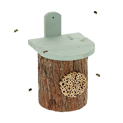 Relaxdays Insektenhotel, Nisthilfe für Wildbienen, HBT: 26,5 x 17 x 19 cm, Bienenhotel Garten & Balkon, Holz, Natur/grün Relaxdays Insektenhotel, Nisthilfe für Wildbienen, HBT: 26,5 x 17 x 19 cm, Bienenhotel Garten & Balkon, Holz, Natur/grün von Relaxdays