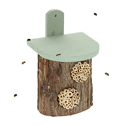 Relaxdays Insektenhotel, Nisthilfe für Wildbienen, HxBxT: 26,5x17x19 cm, Bienenhotel mit 2 Nistplätzen, Holz, Natur/grün Relaxdays Insektenhotel, Nisthilfe für Wildbienen, HxBxT: 26,5x17x19 cm, Bienenhotel mit 2 Nistplätzen, Holz, Natur/grün von Relaxdays