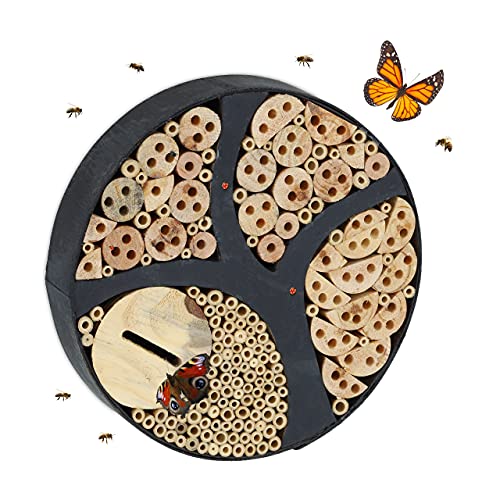 Relaxdays Insektenhotel, runde Nisthilfe für Schmetterlinge, Bienen & Wespen, Garten & Balkon, HxD: 6,5 x 30 cm, schwarz Relaxdays Insektenhotel, runde Nisthilfe für Schmetterlinge, Bienen & Wespen, Garten & Balkon, HxD: 6,5 x 30 cm, schwarz von Relaxdays