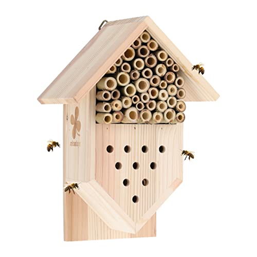 Relaxdays Insektenhotel Holz, Garten & Balkon, Bienenhotel zum Aufhängen, HBT: 27x19x12,5 cm, Insekten Nisthilfe, Natur von Relaxdays
