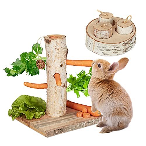 Relaxdays Kaninchen Spielzeug, 2tlg. Set, Nagerbaum & Intelligenzspielzeug, Holz, Zubehör Meerschweinchen, Hasen, Natur Relaxdays Kaninchen Spielzeug, 2tlg. Set, Nagerbaum & Intelligenzspielzeug, Holz, Zubehör Meerschweinchen, Hasen, Natur von Relaxdays