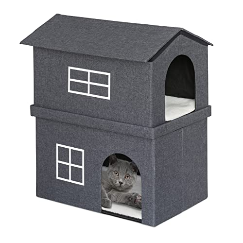 Relaxdays Katzenhaus aus Stoff, Katzenhöhle mit 2 Eingängen, HxBxT: 71,5 x 62,5 x 44 cm, Faltbare Tierhöhle, dunkelgrau Relaxdays Katzenhaus aus Stoff, Katzenhöhle mit 2 Eingängen, HxBxT: 71,5 x 62,5 x 44 cm, Faltbare Tierhöhle, dunkelgrau von Relaxdays