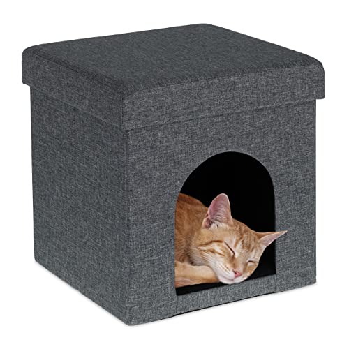 Relaxdays Katzenhöhle, Rückzugsort für Katzen und kleine Hunde, Indoor Tierversteck, H x B x T: 38,5 x 37 x 37 cm, grau von Relaxdays