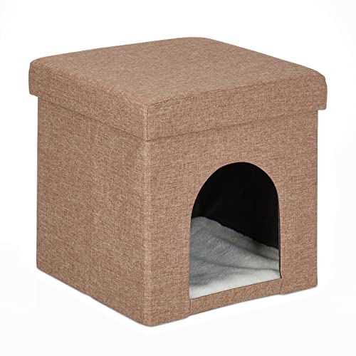 Relaxdays Katzenhöhle, Rückzugsort für Katzen und kleine Hunde, Indoor Tierversteck, HxBxT: 38,5 x 37 x 37 cm, Hellbraun von Relaxdays