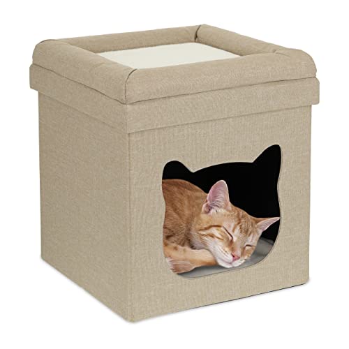 Relaxdays Katzenhöhle Indoor, Schlafplatz für Samtpfoten, Katzenbox 2 Etagen, faltbar, HBT: 44 x 40 x 40 cm, braun/weiß Relaxdays Katzenhöhle Indoor, Schlafplatz für Samtpfoten, Katzenbox 2 Etagen, faltbar, HBT: 44 x 40 x 40 cm, braun/weiß von Relaxdays