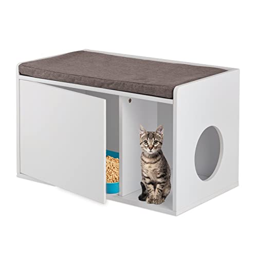 Relaxdays Katzenschrank mit Sitzauflage, 2in1 Katzenkommode & Sitzbank, HBT: 45,5 x 75 x 43 cm, für Katzenklo, weiß/grau Relaxdays Katzenschrank mit Sitzauflage, 2in1 Katzenkommode & Sitzbank, HBT: 45,5 x 75 x 43 cm, für Katzenklo, weiß/grau von Relaxdays