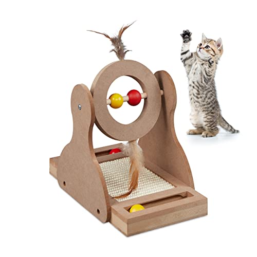 Relaxdays Kratzspielzeug, Katzenbrett MDF & Sisal, HxBxT: 30x17x30 cm, Spielrad, Kugeln & Federn, Katzenspielzeug, Natur Relaxdays Kratzspielzeug, Katzenbrett MDF & Sisal, HxBxT: 30x17x30 cm, Spielrad, Kugeln & Federn, Katzenspielzeug, Natur von Relaxdays