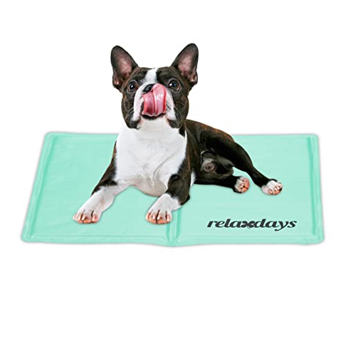 Relaxdays Kühlmatte Hund, 40 x 50 cm, selbstkühlende Hundematte, Gel, abwischbar, Kühlunterlage für Haustiere, türkis von Relaxdays
