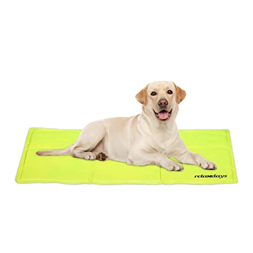 Relaxdays Kühlmatte Hund, 60 x 100 cm, selbstkühlende Hundematte, Gel, abwischbar, Kühlunterlage für Haustiere, grün von Relaxdays