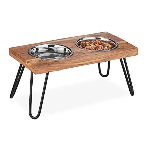 Relaxdays Napfständer, Edelstahlnäpfe 1200 ml, Hundefutterstation aus Akazienholz, Hundebar HBT 23 x 49,5 x 25 cm, braun Relaxdays Napfständer, Edelstahlnäpfe 1200 ml, Hundefutterstation aus Akazienholz, Hundebar HBT 23 x 49,5 x 25 cm, braun von Relaxdays