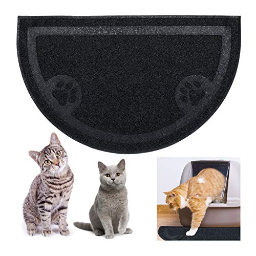 Relaxdays Katzenklo Matte, hygienische Katzenstreumatte, Napfunterlage, für Hunde & Katzen Fressnapf, rutschfest, wasserdicht, PVC Futtermatte, 40x59 cm, schwarz von Relaxdays