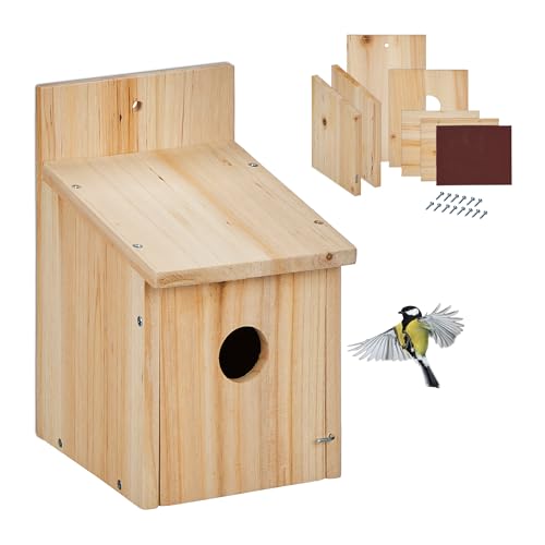 Relaxdays Nistkasten Bausatz für Vögel, 35mm Einflugloch, HBT: 23x14x18 cm, Vogelhaus zum selber Bauen, Holz, Natur Relaxdays Nistkasten Bausatz für Vögel, 35mm Einflugloch, HBT: 23x14x18 cm, Vogelhaus zum selber Bauen, Holz, Natur von Relaxdays