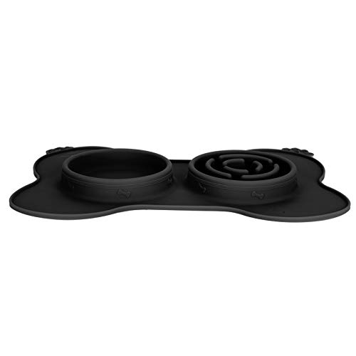 Portable Silicone Pet Feeding Bowl | Non - Slip Suction Base for Dogs/Cats | Foldable Travel Dog Bowl | Easy Dish for Puppy Food & Water (Black) von Reliant Jazzy