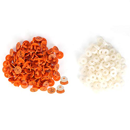Reliant Jazzy 100Pcs Plastic Livestock Ear Tags | Lightweight & Sturdy Animal Marker for Rabbit/Fox/Dog | Secure - Drop Design with Number Print | 4 Bright Colors (Orange) von Reliant Jazzy