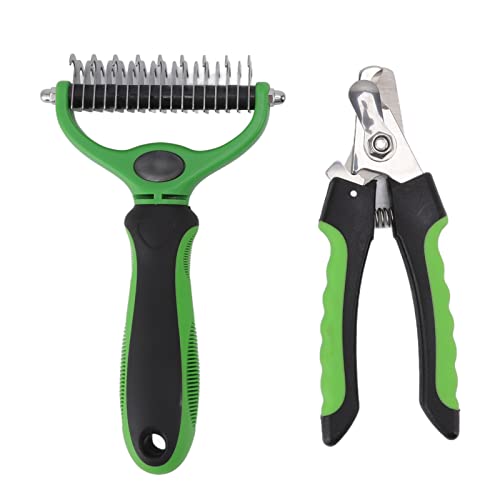 Reliant Jazzy Pet Undercoat Rake Double Sided | 9 & 17 Teeth for Dogs/Cats/Rabbits | Stainless Steel Grooming Comb with Nail Clipper | Safe Rounded Edges for Sensitive Skin von Reliant Jazzy