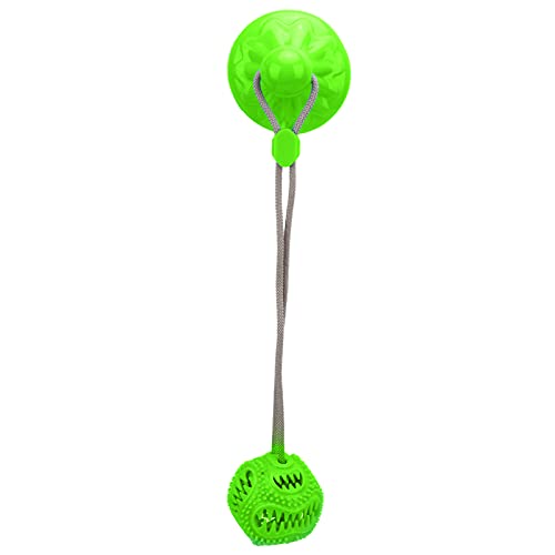 Reliant Jazzy Suction Cup Dog Chewing Toy | Molar Ball with Squeaker & Snack Trough | Tug - of - War Rope Toy for Small/Medium/Large Dogs | Thermoplastic Rubber Material, 5-100 lbs (Green) von Reliant Jazzy