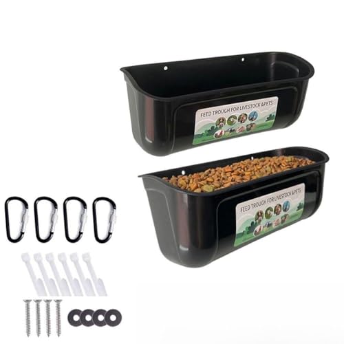 2 Packungen Hühner-Ziegenzaun-Futterspender zum Aufhängen, Wassertrog für Hirsche, Enten und Ferkel, Gänsetränke mit Clips, 4,5 Quart (schwarz) von RemixAst