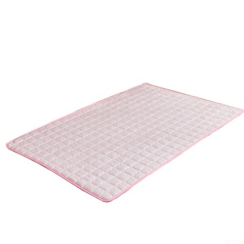 RemixAst Kühlmatte für Hunde und Katze, Eisseide Sommer Atmungsaktiv Rutschfest Kühlkissen mit Keksmuster Stickerei Waschbar Faltbar Komfortmatte für Hunde Katzen bei heißem Wetter (L Rosa-L) von RemixAst