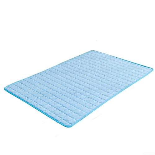 RemixAst Kühlmatte für Hunde und Katze, Eisseide Sommer Atmungsaktiv Rutschfest Kühlkissen mit Keksmuster Stickerei Waschbar Faltbar Komfortmatte für Hunde Katzen bei heißem Wetter (XL Blau-XL) von RemixAst