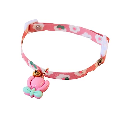 Remorui Kätzchen Halsband feine Handwerkskunst Prinzessin Stil Kätzchen Hals Tragen Katze Glocke Kragen Verkleiden Blumenmuster Dunkelrosa S von Remorui