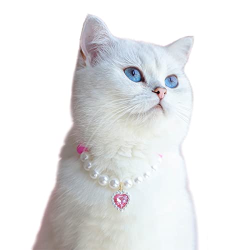 Remorui Katzen-Halskette, bequem, glänzend, Haustier-Schmuck, Halskette mit Anhänger, Dekoration, Karabinerverschluss, Rosa L von Remorui