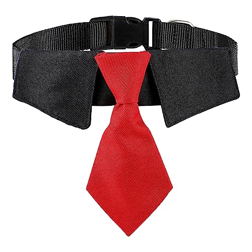Remorui Pet Collar Wear-resistant Pet Dog Cosplay Necktie Ornament Photography Props Delicate Texture Red Black S von Remorui