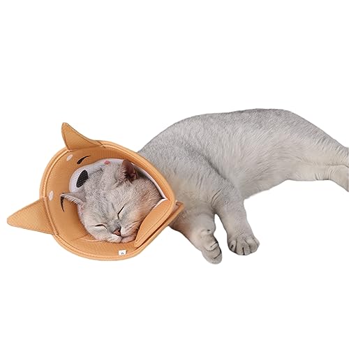 Remorui Skin Issue Pet Cone Collar Soft Comfortable Cat Recovery Adjustable Size After Surgery Protection Supplies Fabric Brown L von Remorui