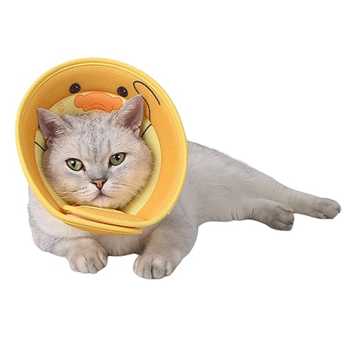 Remorui Skin Issue Pet Cone Collar Soft Comfortable Cat Recovery Adjustable Size After Surgery Protection Supplies Fabric Yellow M von Remorui