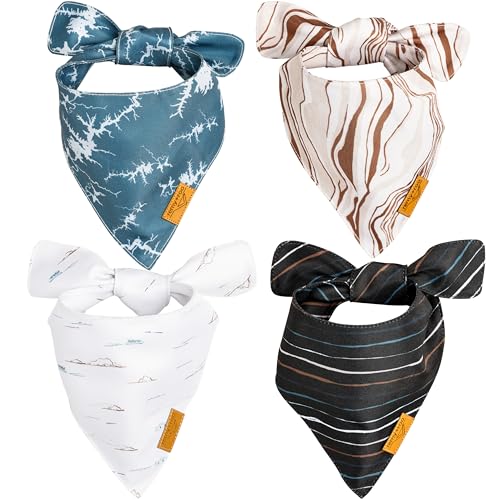 Remy+Roo Extra große Sommer-Hundehalstücher – 4 Stück, Premium-strapazierfähiges, verstellbares Polyestergewebe, patentierte Form, Hundehalstücher für Jungen, Packung mit Halstüchern für Hunde von Remy+Roo