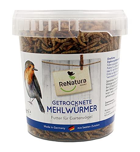 ReNatura® Vogelfutter Getrocknete Mehlwürmer Winterfutter Proteinreiches Ergänzungsfutter für freilebende Vögel von Renatura