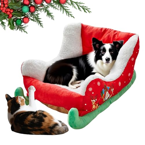 Renchey Bett Für Katzen - Weihnachtliches Kuscheliges Weihnachtsfest Plüsch Haustierbett - Plüschig Kuscheliges Nest Für Schlafende Welpen Kätzchen Tierischer Komfort Ruheplatz von Renchey