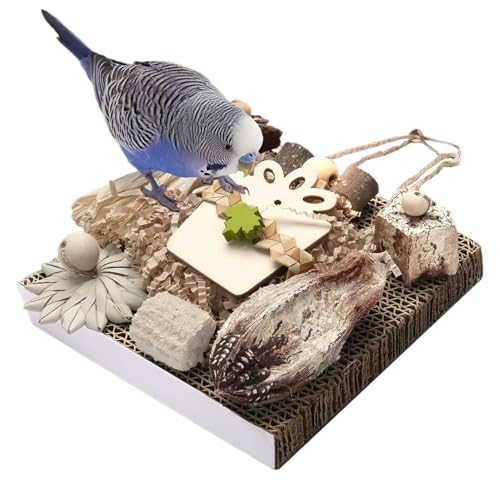 Renchey Vogelspielzeuge Für Wellensittiche - Holz Und Pappe Kauspielzeug Für Vögel | Käfig Zubehör Zum Mit Hängematte Fensterplatz Spielbereich Für Innnenbereich von Renchey