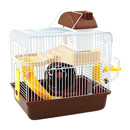 Hamstergehege, Hamsterkäfig 2 Ebenen Viel Platz für Kleintiere (Braun) von Rengu