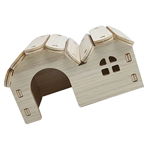 Rengu Hamster Kletterhaus, Hamsterhaus aus Holz Spielzeug Bisssicheres Versteck Sicher für Hamsterzubehör (Double Top Schlafnest, S, 15x10x5cm) von Rengu