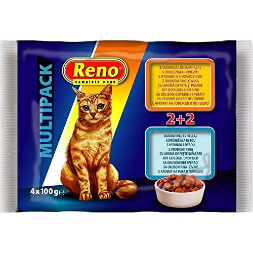 Reno Cat Pouch Multi Beef & Poultry, Poultry & Fish - 4x100 g von Reno