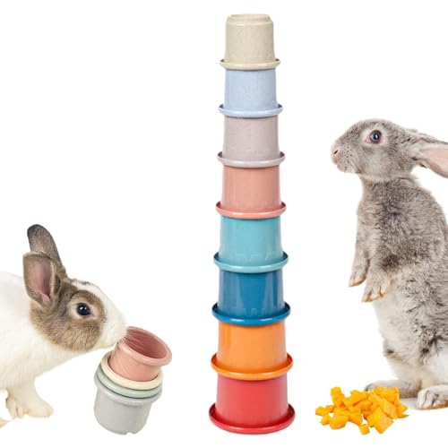 Renopfect Rabbit Toys Stapelbecher,Stapelbecher für Hasen,8-teiliges Kaninchenspielzeug gegen Langeweile - Lustiges stapelbares Haustierspielzeug in verschiedenen Größen für Chinchilla-Meerespapageien Renopfect Rabbit Toys Stapelbecher,Stapelbecher für Hasen,8-teiliges Kaninchenspielzeug gegen Langeweile - Lustiges stapelbares Haustierspielzeug in verschiedenen Größen für Chinchilla-Meerespapageien von Renopfect