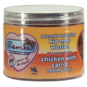 Renske Gesunde Belohnung Herzen - Huhn mit Möhre Katzensnack 100 g von Renske