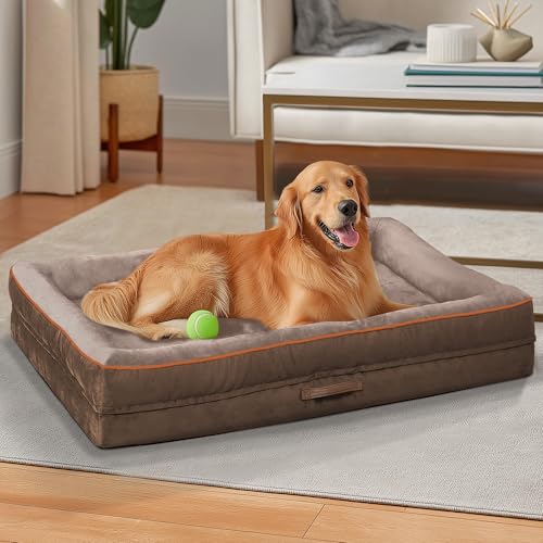 Orthopädisches Hundebett, stützendes Schaumstoff-Haustierbett, Sofa mit waschbarem, abnehmbarem Bezug, wasserdichte Hunde-Couch-Bett, rutschfeste Unterseite und Eierkisten-Schaumstoff, Hellbraun, 91,4 Orthopädisches Hundebett, stützendes Schaumstoff-Haustierbett, Sofa mit waschbarem, abnehmbarem Bezug, wasserdichte Hunde-Couch-Bett, rutschfeste Unterseite und Eierkisten-Schaumstoff, Hellbraun, 91,4 von Renvix