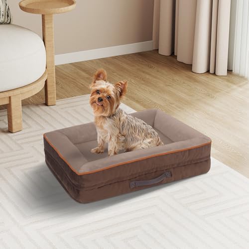 Orthopädisches Hundebett, stützendes Schaumstoff-Haustierbett, Sofa mit waschbarem, abnehmbarem Bezug, wasserdichte Hunde-Couch-Bett, rutschfeste Unterseite und Eierkisten-Schaumstoff, Hellbraun, 61 Orthopädisches Hundebett, stützendes Schaumstoff-Haustierbett, Sofa mit waschbarem, abnehmbarem Bezug, wasserdichte Hunde-Couch-Bett, rutschfeste Unterseite und Eierkisten-Schaumstoff, Hellbraun, 61 von Renvix