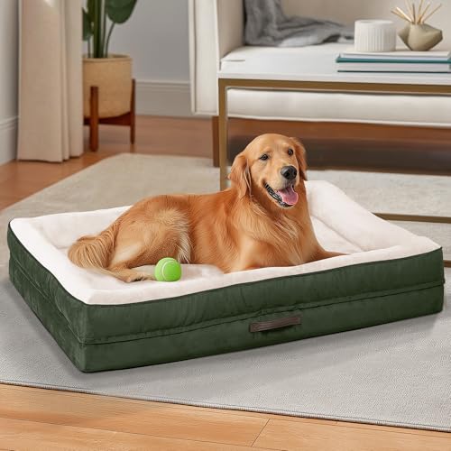 Orthopädisches Hundebett, stützendes Schaumstoff-Haustierbett, Sofa mit waschbarem, abnehmbarem Bezug, wasserdichte Hunde-Couch-Bett, rutschfeste Unterseite und Eierkisten-Schaumstoff, Pitch Green Orthopädisches Hundebett, stützendes Schaumstoff-Haustierbett, Sofa mit waschbarem, abnehmbarem Bezug, wasserdichte Hunde-Couch-Bett, rutschfeste Unterseite und Eierkisten-Schaumstoff, Pitch Green von Renvix